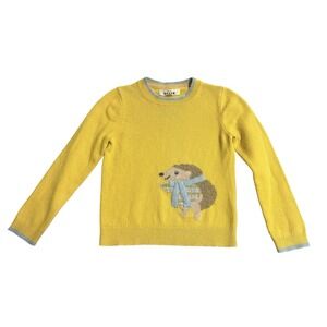Mini Boden Sweater Girls Yellow Mustard Hedgehog Knit Size 128/8 Cute